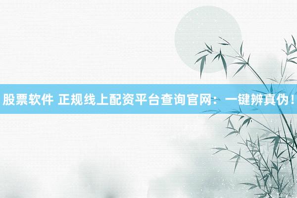 股票软件 正规线上配资平台查询官网：一键辨真伪！