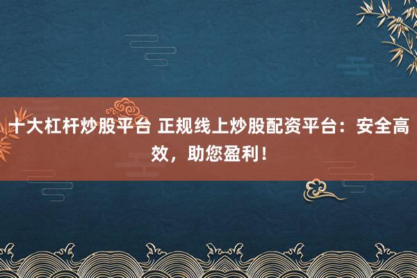 十大杠杆炒股平台 正规线上炒股配资平台：安全高效，助您盈利！