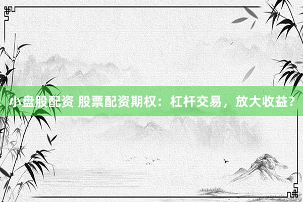 小盘股配资 股票配资期权：杠杆交易，放大收益？