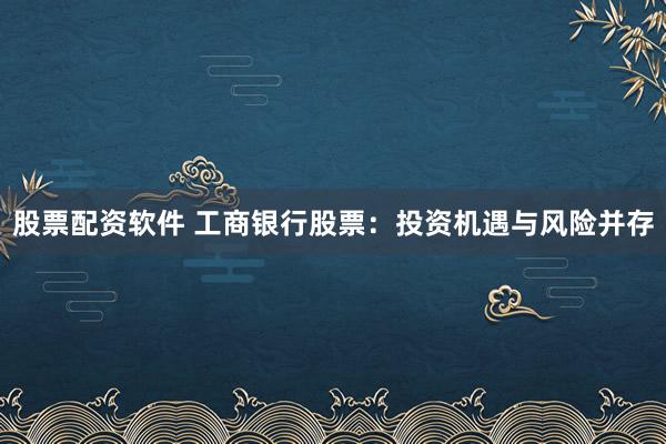股票配资软件 工商银行股票：投资机遇与风险并存