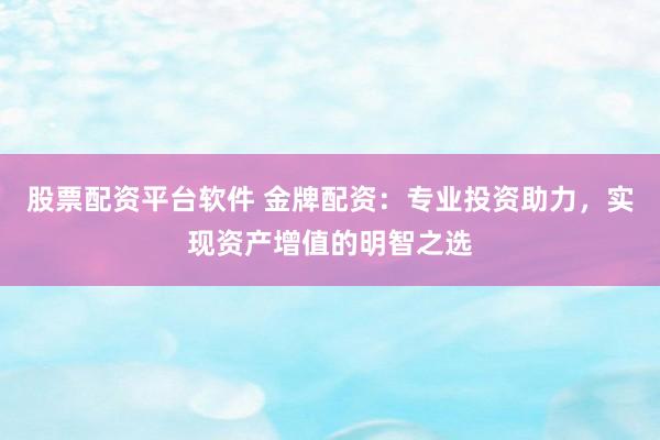 股票配资平台软件 金牌配资：专业投资助力，实现资产增值的明智之选