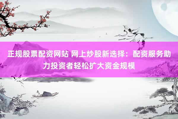 正规股票配资网站 网上炒股新选择：配资服务助力投资者轻松扩大资金规模