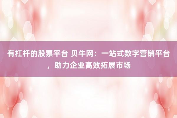有杠杆的股票平台 贝牛网：一站式数字营销平台，助力企业高效拓展市场