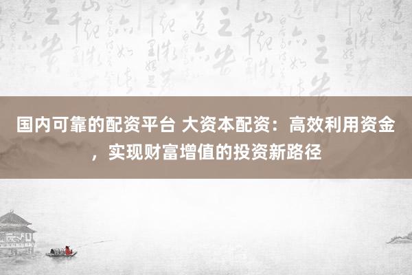 国内可靠的配资平台 大资本配资：高效利用资金，实现财富增值的投资新路径