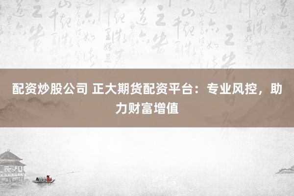配资炒股公司 正大期货配资平台：专业风控，助力财富增值