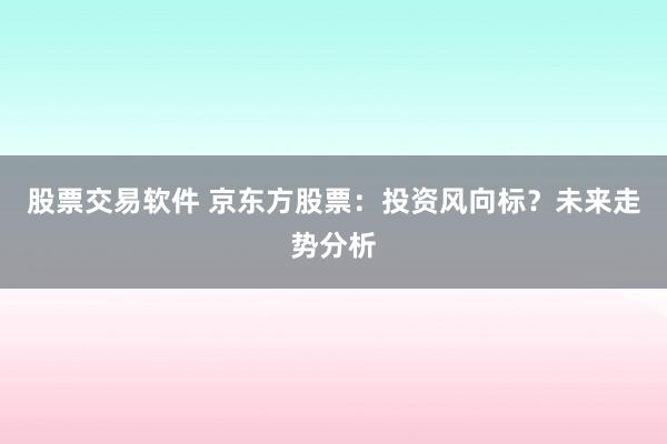 股票交易软件 京东方股票：投资风向标？未来走势分析